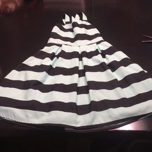 Mint green and black striped girls party dress